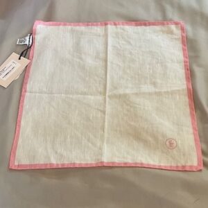 Peter Millar White Handkerchief with Pink Edge
